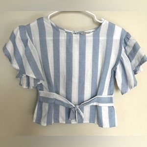 Habitual girl 7/8 striped top with flouncy short sleeves